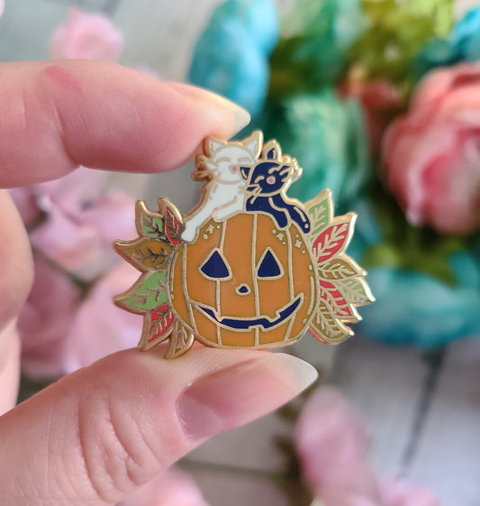 Pumpkin Kitties Enamel Pin