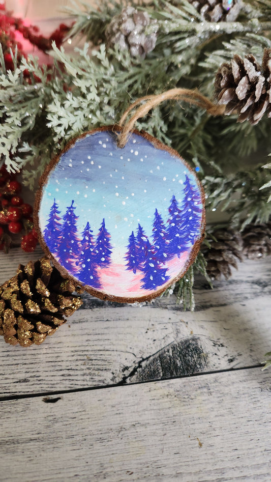 Purple Trees Wooden Ornament