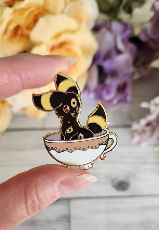 Teacup Dark Fox Enamel Pin