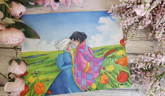 Howl and Sophie 4x6 Watercolor Art Print