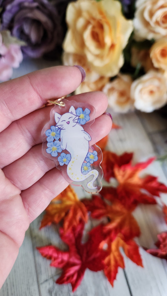 Ghost Cat Charm Keychain