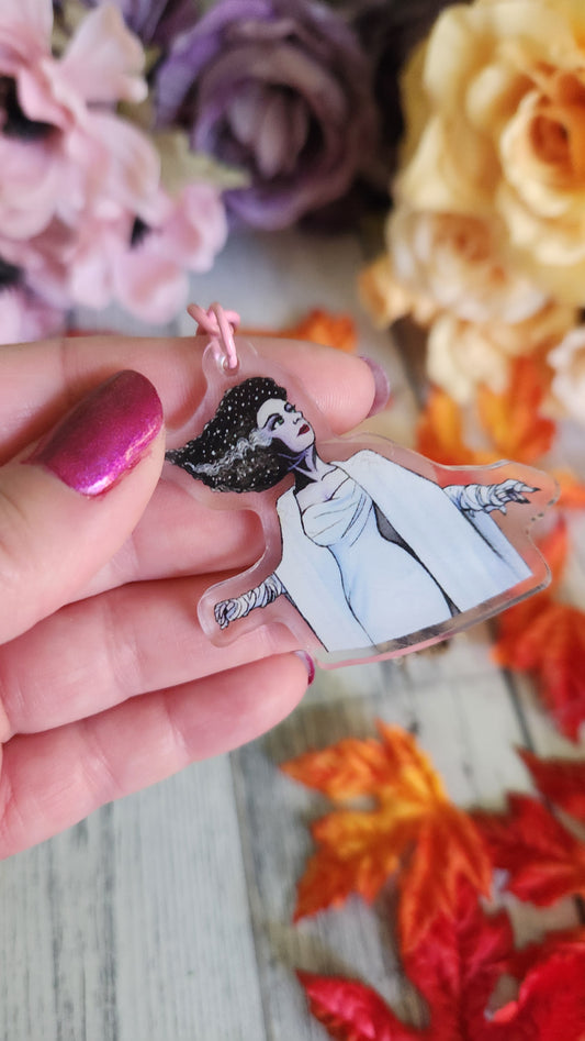 Bride of Frankenstein Charm Keychain