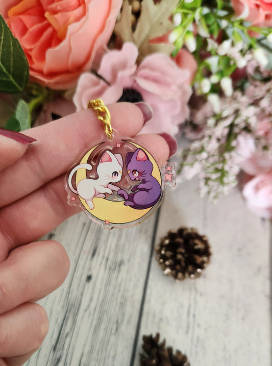 Moon Cats Charm Keychain