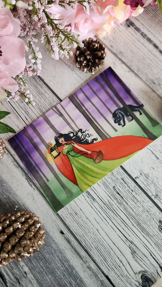 Red Riding Hood Watercolor 4x6 Art Print