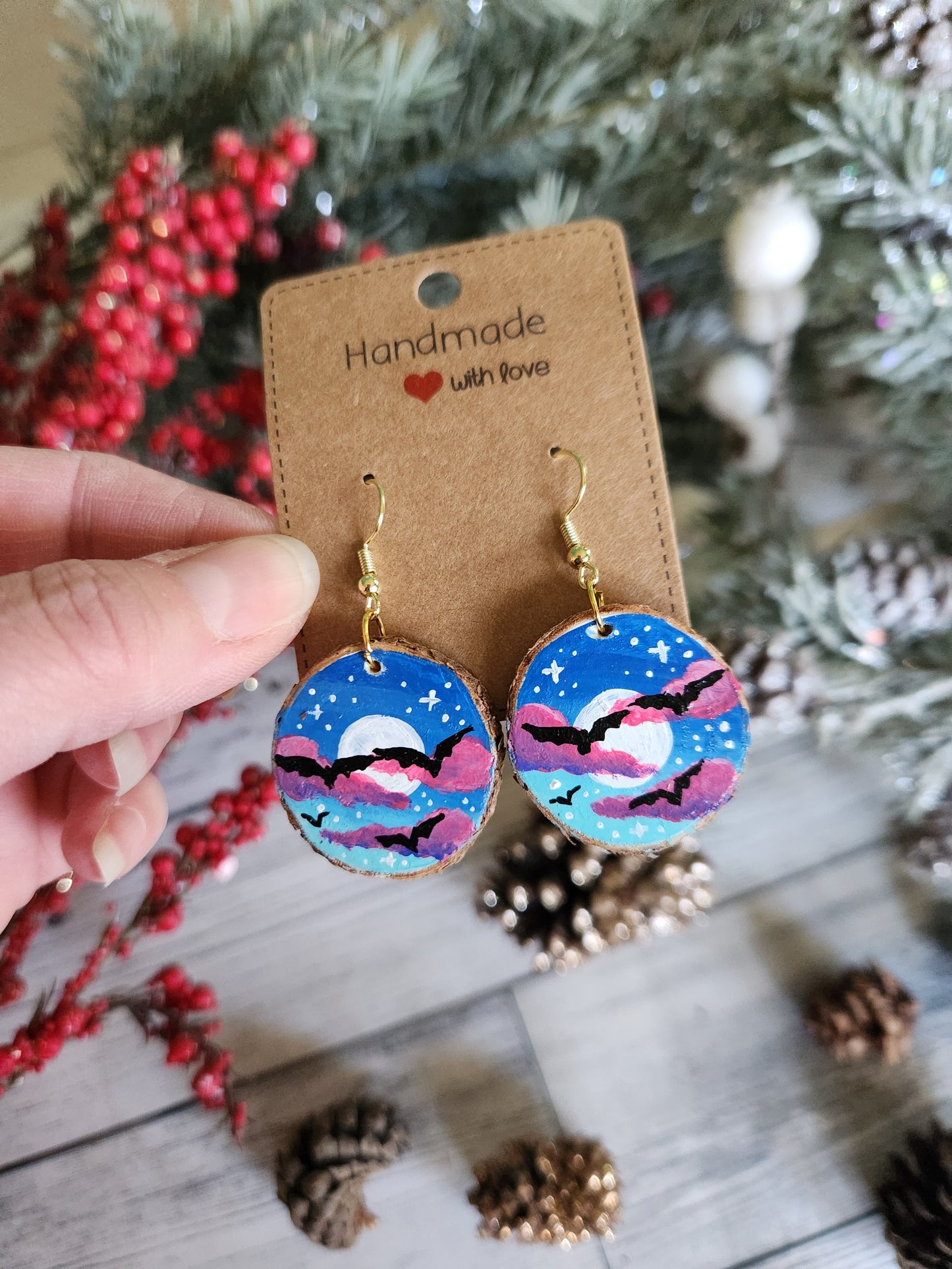 Spooky Twilight Bat Earrings