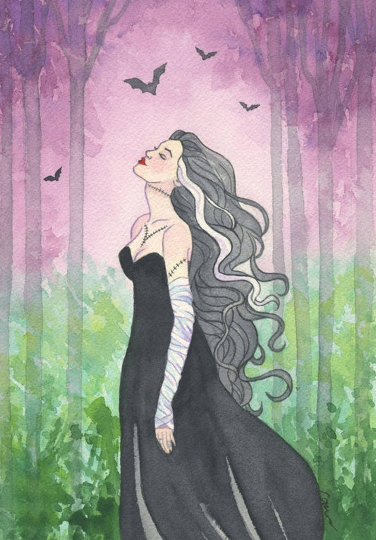 The Bride of Frankenstein Watercolor Art Print