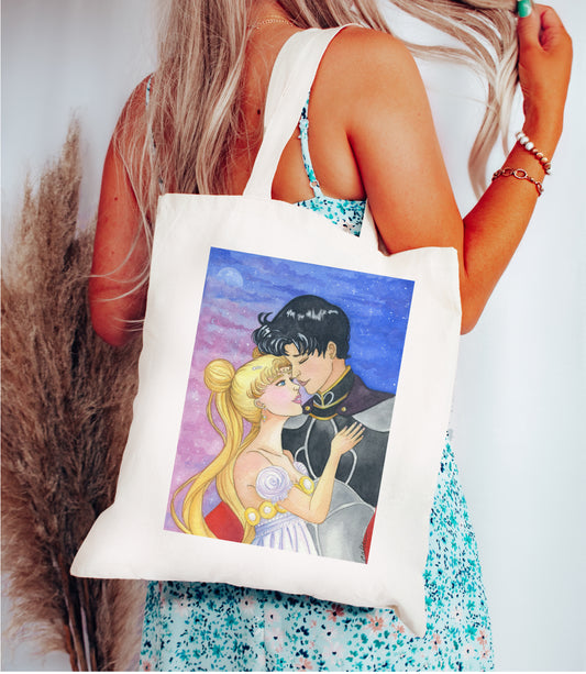 Moon Couple Bookish Tote Bag
