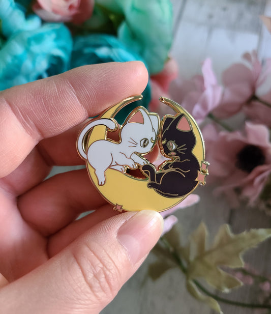 Moon Cats Enamel Pin