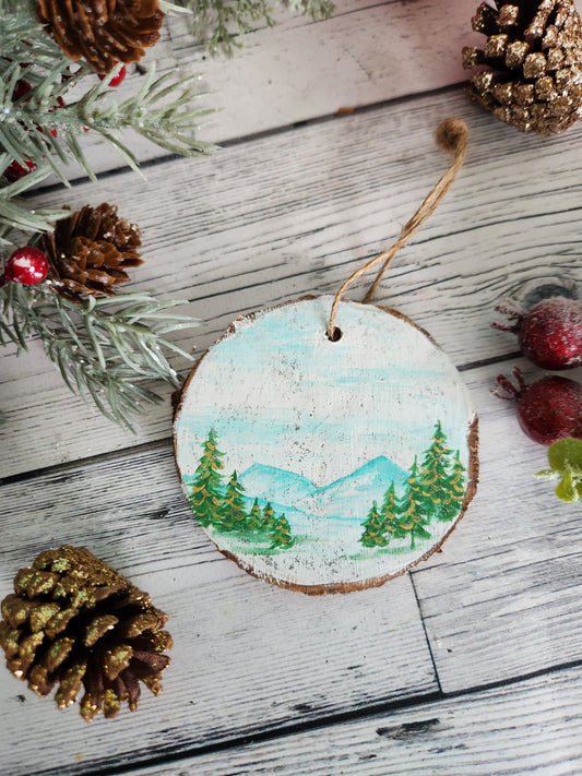 White Christmas Wooden Ornament
