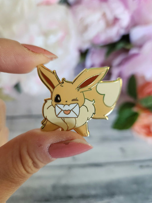 Fox with Letter Enamel Pin