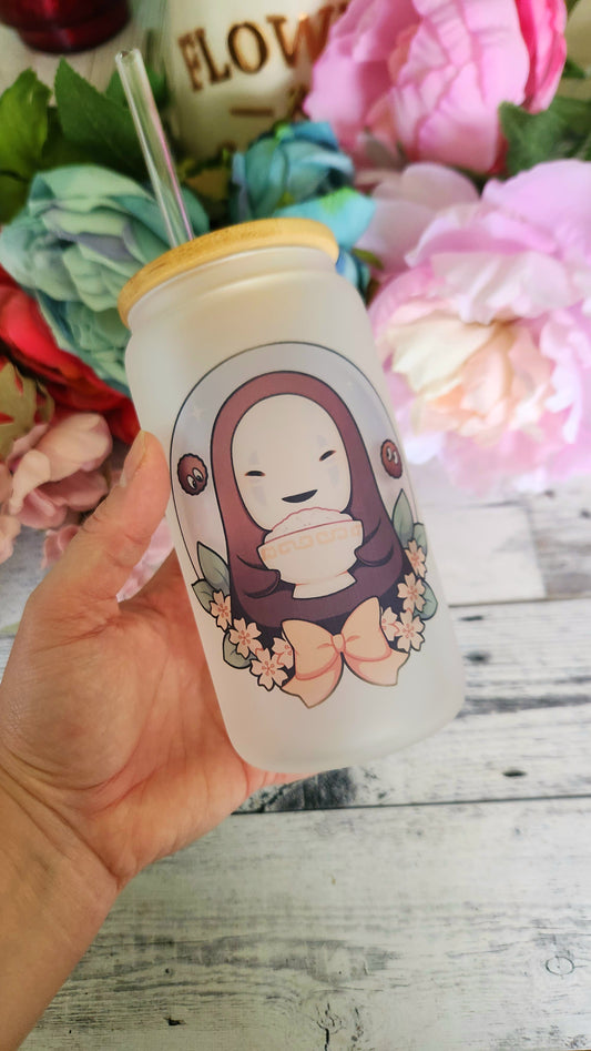 Hungry Ghost Glass Coffee Tumbler