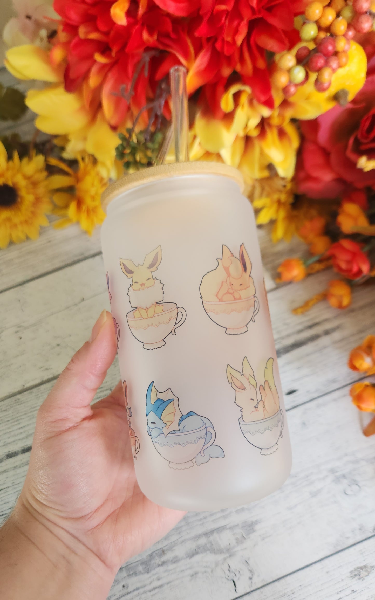 Eeveelution Fox Glass Coffee Tumbler