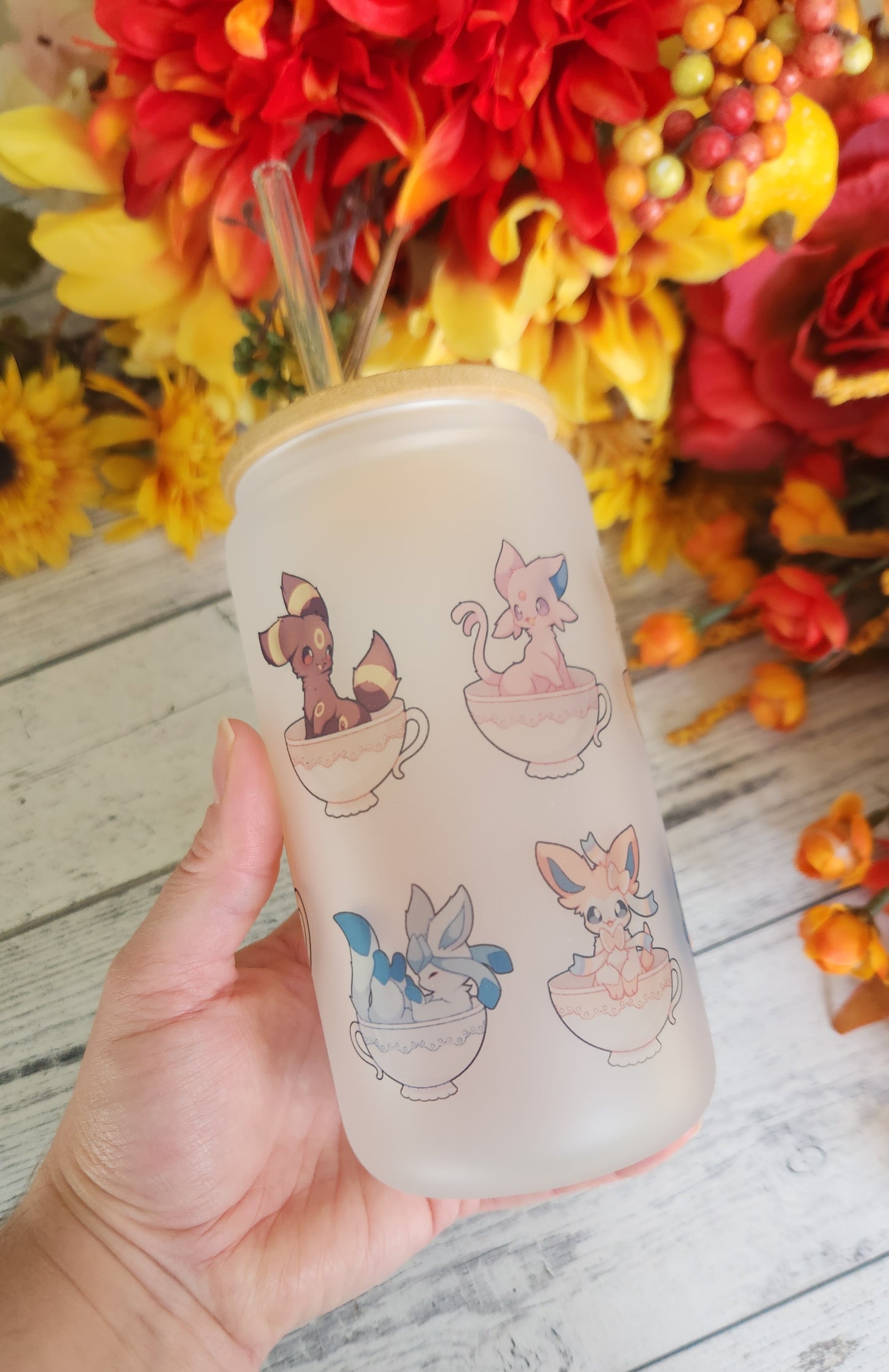 Eeveelution Fox Glass Coffee Tumbler