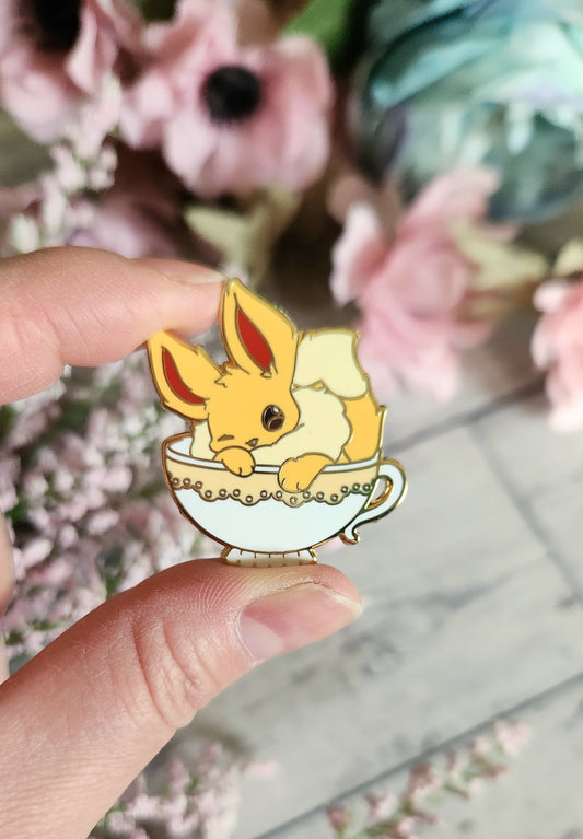 Teacup Fox Enamel Pin