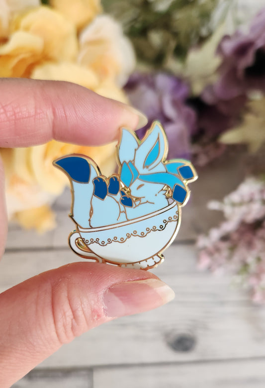 Teacup Ice Fox Enamel Pin