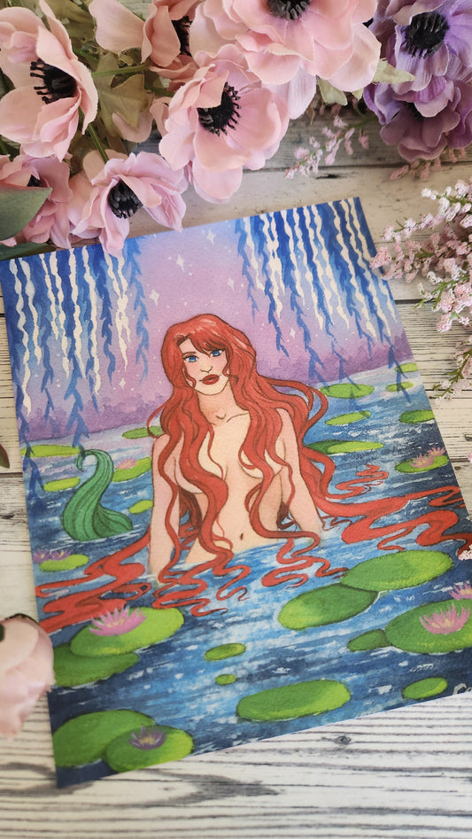 Red Mermaid Art Print