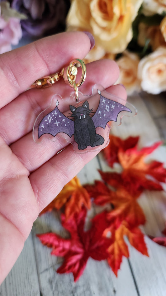 Vampire Cat Charm Keychain