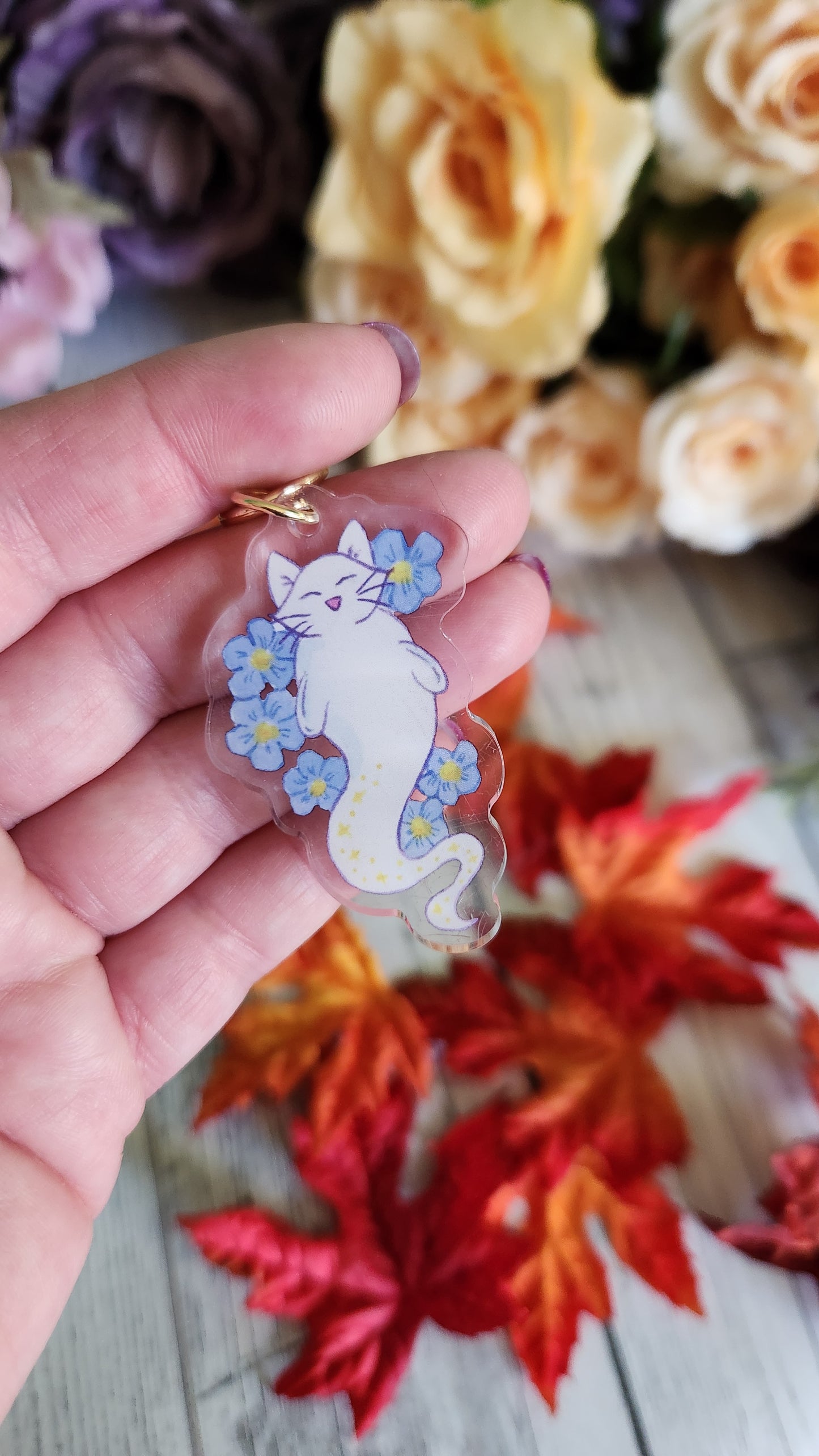 Ghost Cat Charm Keychain
