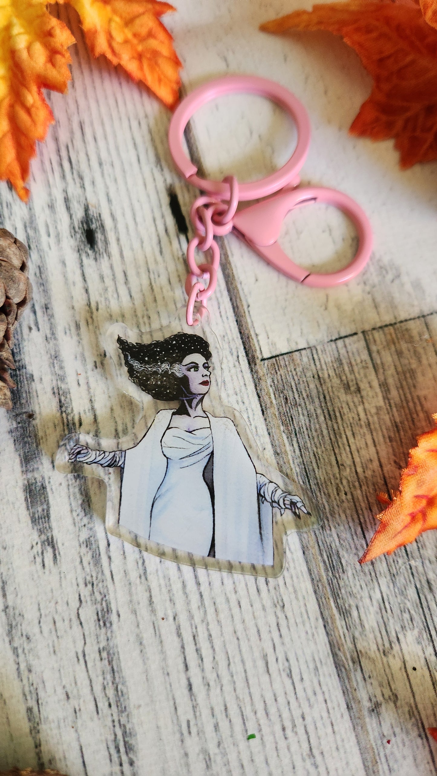Bride of Frankenstein Charm Keychain