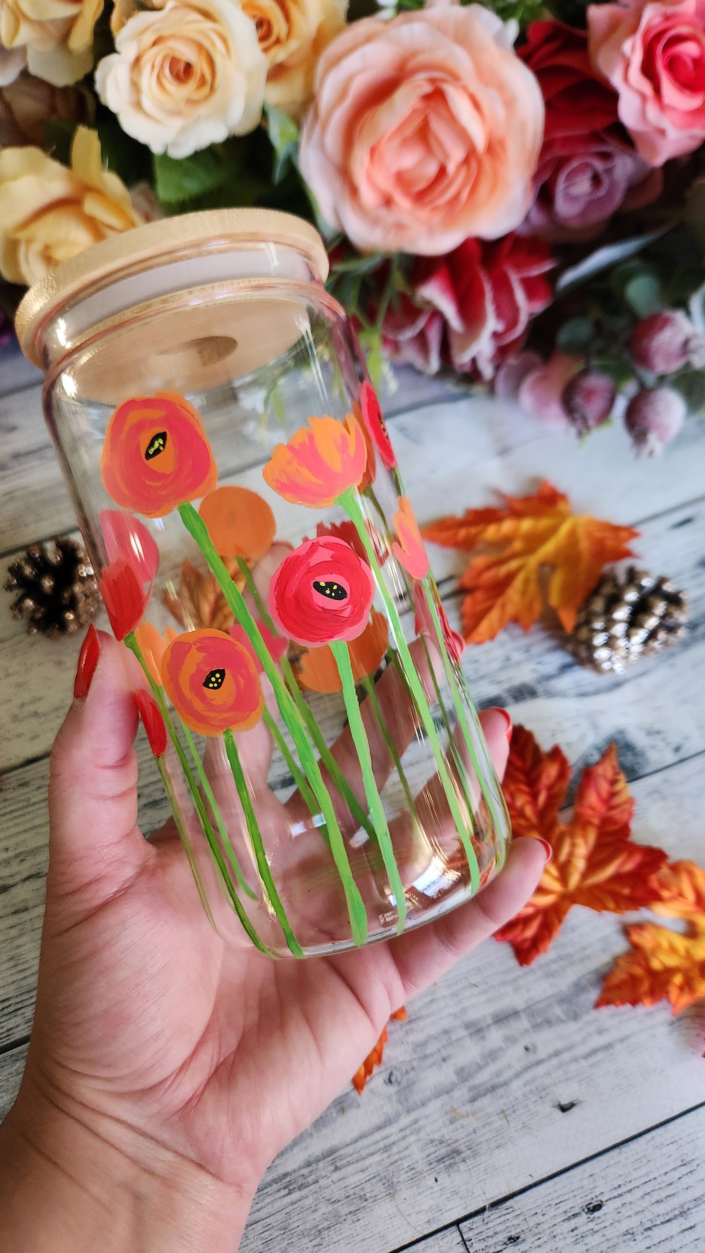 Red Poppy Glass Tumbler