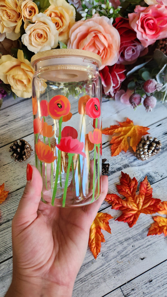 Red Poppy Glass Tumbler