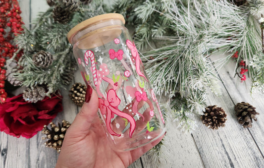 Coquette Candy Cane Glass Coffee Cup