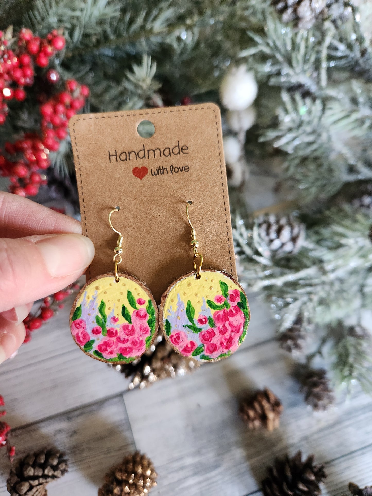 Pink Flower Earrings