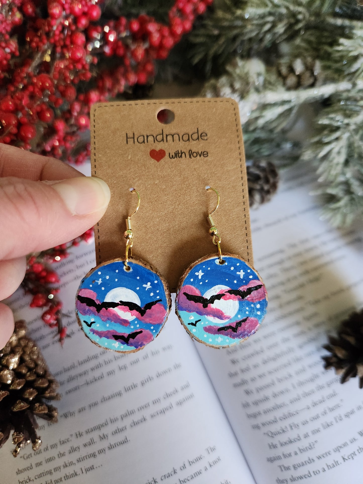 Spooky Twilight Bat Earrings